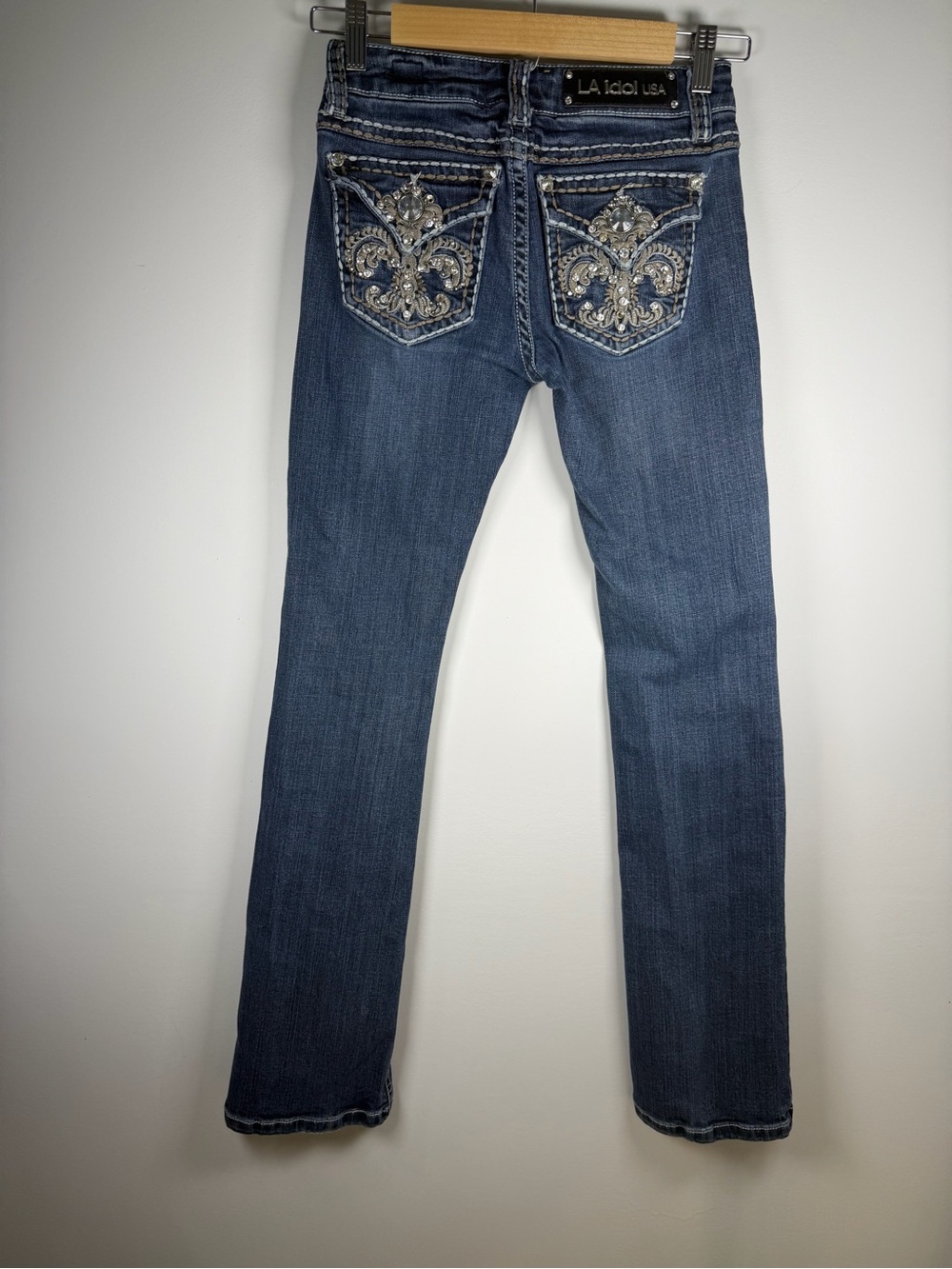 L.A. idol Women's Boot Cut Jeans Rhinestone Embellished Y2K